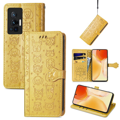 Lovely Cat and Dog Embossing Pattern Horizontal Flip Leather Phone Case with Holder & Card Slots & Wallet & Cartoon Clasp & Lanyard, For Motorola Moto G60S, For Tecno Pova 2, For vivo X70 Pro, For vivo X70