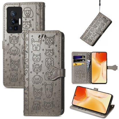Lovely Cat and Dog Embossing Pattern Horizontal Flip Leather Phone Case with Holder & Card Slots & Wallet & Cartoon Clasp & Lanyard, For Motorola Moto G60S, For Tecno Pova 2, For vivo X70 Pro, For vivo X70