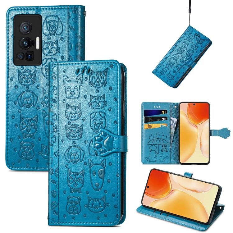 Lovely Cat and Dog Embossing Pattern Horizontal Flip Leather Phone Case with Holder & Card Slots & Wallet & Cartoon Clasp & Lanyard, For Motorola Moto G60S, For Tecno Pova 2, For vivo X70 Pro, For vivo X70