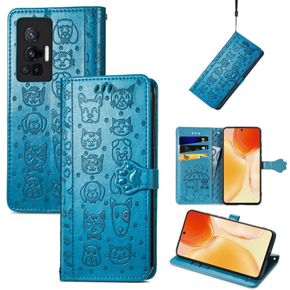 Lovely Cat and Dog Embossing Pattern Horizontal Flip Leather Phone Case with Holder & Card Slots & Wallet & Cartoon Clasp & Lanyard, For Motorola Moto G60S, For Tecno Pova 2, For vivo X70 Pro, For vivo X70