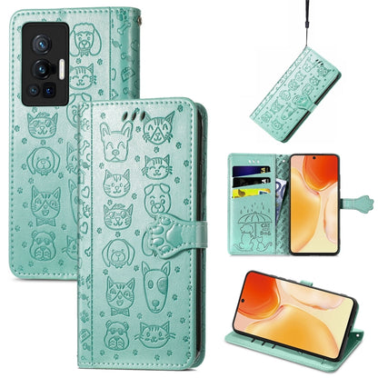 Lovely Cat and Dog Embossing Pattern Horizontal Flip Leather Phone Case with Holder & Card Slots & Wallet & Cartoon Clasp & Lanyard, For Motorola Moto G60S, For Tecno Pova 2, For vivo X70 Pro, For vivo X70