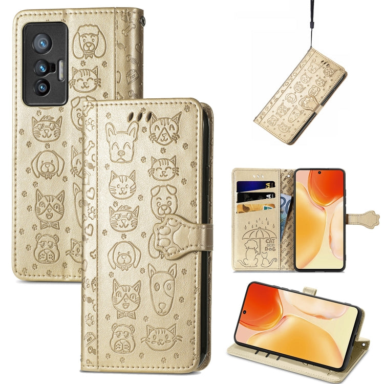 Lovely Cat and Dog Embossing Pattern Horizontal Flip Leather Phone Case with Holder & Card Slots & Wallet & Cartoon Clasp & Lanyard, For Motorola Moto G60S, For Tecno Pova 2, For vivo X70 Pro, For vivo X70