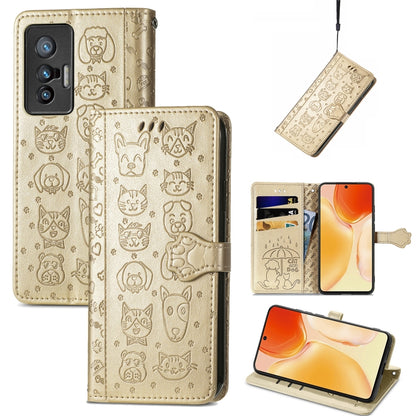 Lovely Cat and Dog Embossing Pattern Horizontal Flip Leather Phone Case with Holder & Card Slots & Wallet & Cartoon Clasp & Lanyard, For Motorola Moto G60S, For Tecno Pova 2, For vivo X70 Pro, For vivo X70
