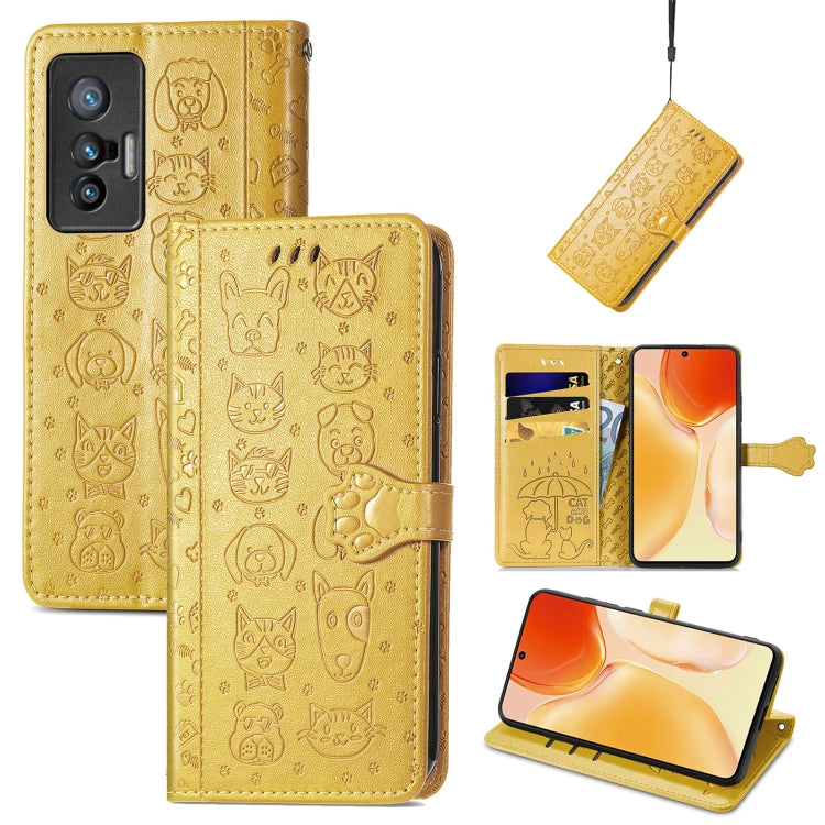 Lovely Cat and Dog Embossing Pattern Horizontal Flip Leather Phone Case with Holder & Card Slots & Wallet & Cartoon Clasp & Lanyard, For Motorola Moto G60S, For Tecno Pova 2, For vivo X70 Pro, For vivo X70
