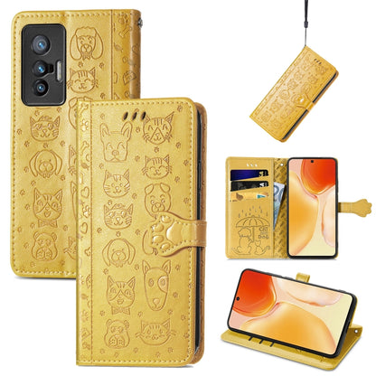 Lovely Cat and Dog Embossing Pattern Horizontal Flip Leather Phone Case with Holder & Card Slots & Wallet & Cartoon Clasp & Lanyard, For Motorola Moto G60S, For Tecno Pova 2, For vivo X70 Pro, For vivo X70