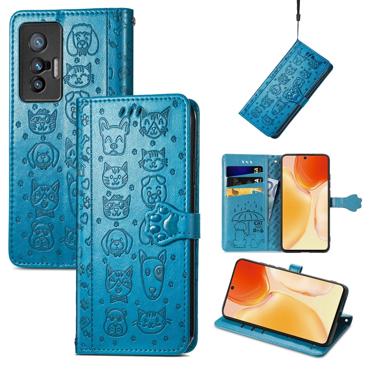 Lovely Cat and Dog Embossing Pattern Horizontal Flip Leather Phone Case with Holder & Card Slots & Wallet & Cartoon Clasp & Lanyard, For Motorola Moto G60S, For Tecno Pova 2, For vivo X70 Pro, For vivo X70