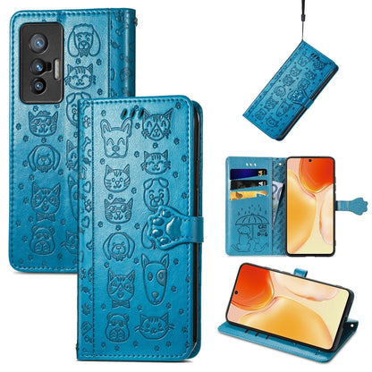 Lovely Cat and Dog Embossing Pattern Horizontal Flip Leather Phone Case with Holder & Card Slots & Wallet & Cartoon Clasp & Lanyard, For Motorola Moto G60S, For Tecno Pova 2, For vivo X70 Pro, For vivo X70