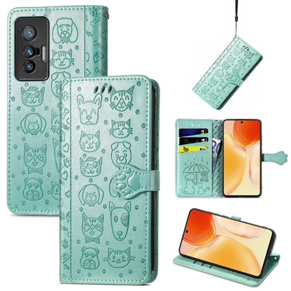 Lovely Cat and Dog Embossing Pattern Horizontal Flip Leather Phone Case with Holder & Card Slots & Wallet & Cartoon Clasp & Lanyard, For Motorola Moto G60S, For Tecno Pova 2, For vivo X70 Pro, For vivo X70