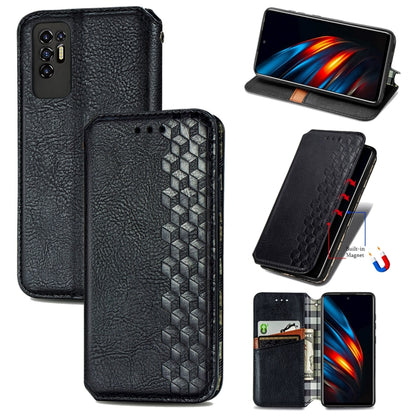 Cubic Grid Pressed Horizontal Flip Magnetic Leather Phone Case with Holder & Card Slots & Wallet, For Motorola Moto G60S, For Tecno Pova 2, For vivo X70 Pro, For vivo X70