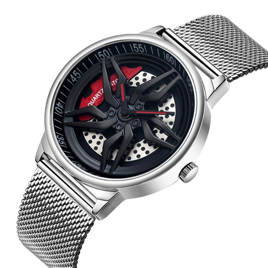 SANDA 1062 Montre à Quartz pour Hommes, avec Cadran Creux Rotatif à 360 Degrés et Bracelet en Maille, 1062 Bracelet en Maille