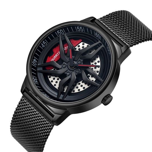 SANDA 1062 Montre à Quartz pour Hommes, avec Cadran Creux Rotatif à 360 Degrés et Bracelet en Maille, 1062 Bracelet en Maille