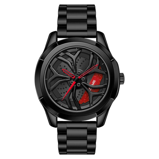 SANDA 1065 Montre à Quartz Homme avec Cadran 3D Évidé et Roue Non Rotative, Bracelet en Acier, Bracelet en Cuir, Bracelet en Maille