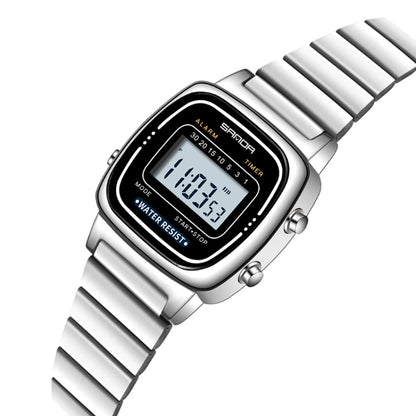 SANDA 6053 Montre électronique pour femme avec affichage numérique LED carré, trotteuse et réveil