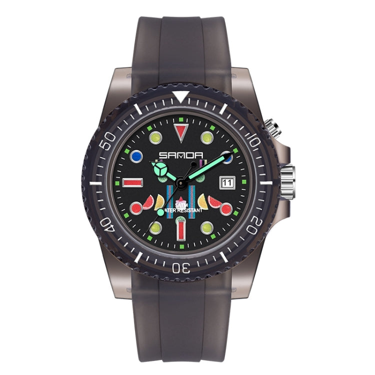 Montre à quartz SANDA 6078 pour femmes avec cadran calendrier fluorescent et bracelet transparent