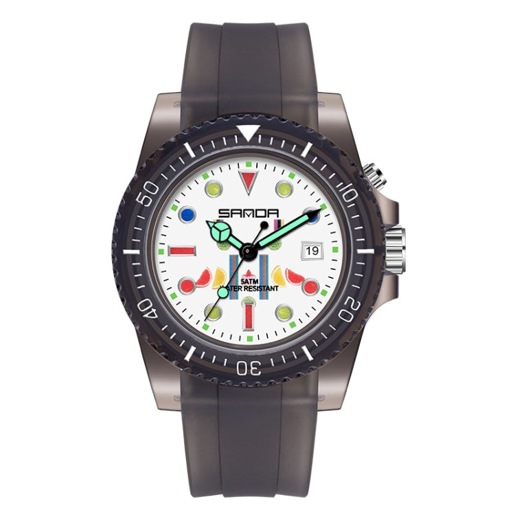 Montre à quartz SANDA 6078 pour femmes avec cadran calendrier fluorescent et bracelet transparent