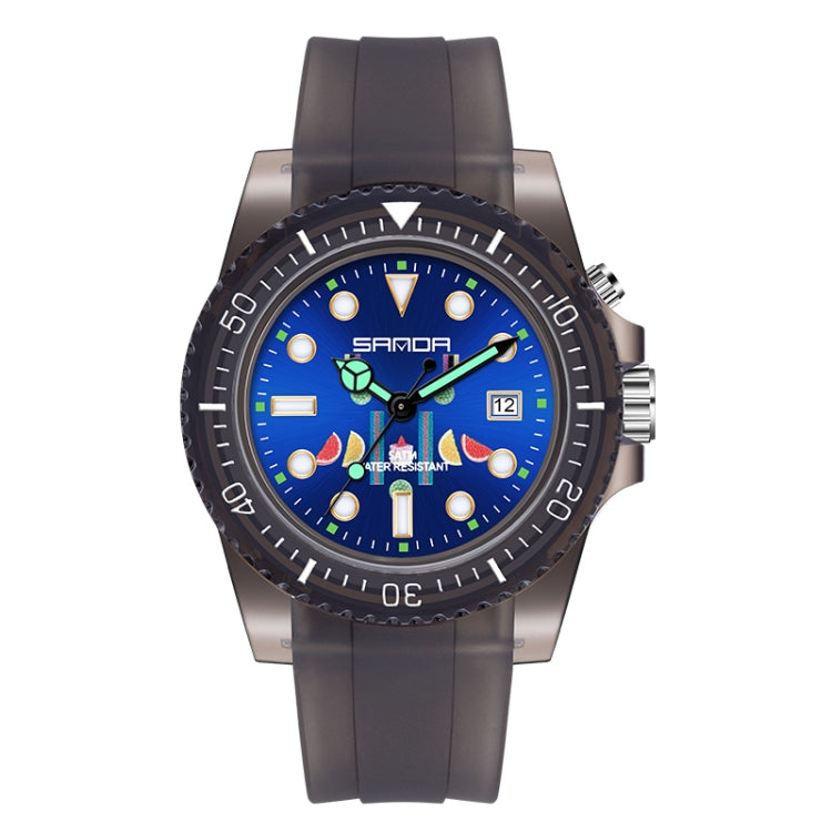 Montre à quartz SANDA 6078 pour femmes avec cadran calendrier fluorescent et bracelet transparent