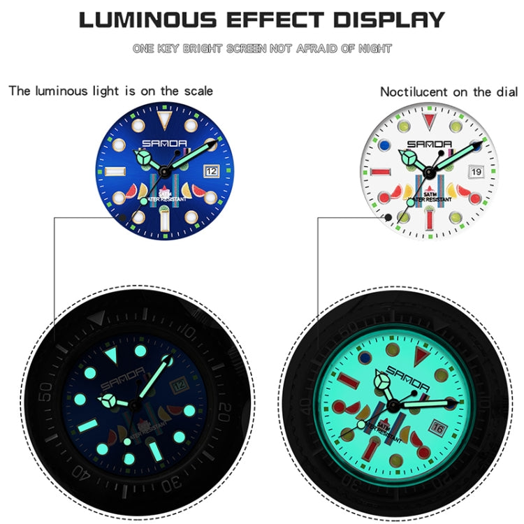 Montre à quartz SANDA 6078 pour femmes avec cadran calendrier fluorescent et bracelet transparent