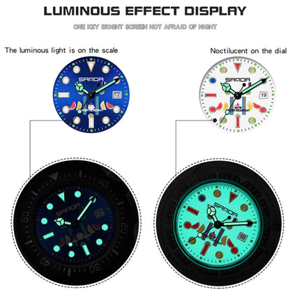 Montre à quartz SANDA 6078 pour femmes avec cadran calendrier fluorescent et bracelet transparent