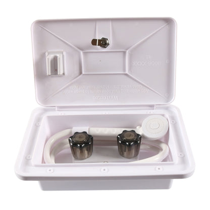 RV External Shower Box Head with Hose, A6622-01 White, A6622-02 Black