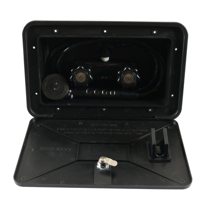 RV External Shower Box Head with Hose, A6622-02 Black