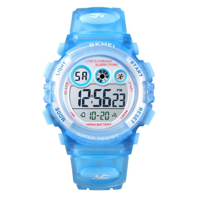 SKMEI 1451 Montre de sport électronique numérique à LED avec chronomètre lumineux pour enfants, 1451(Rose Bleu Transparent), 1451(Violet Transparent), 1451(Bleu Ciel Transparent), 1451(Rose Rouge Transparent), 1451(Coque Blanche Cercle Bleu)