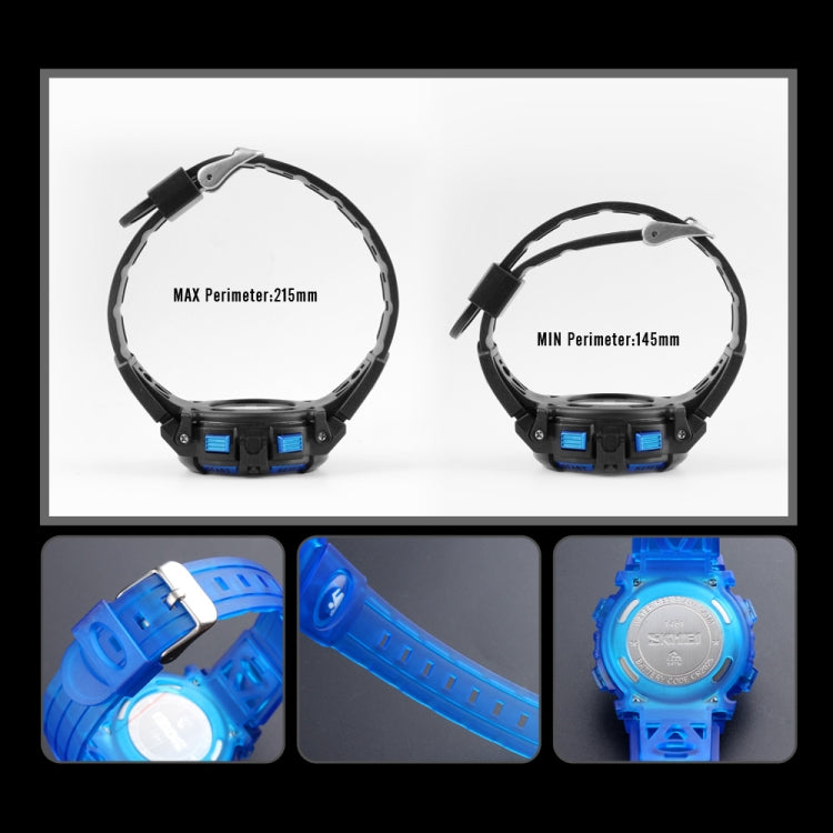 SKMEI 1451 Montre de sport électronique numérique à LED avec chronomètre lumineux pour enfants, 1451(Rose Bleu Transparent), 1451(Violet Transparent), 1451(Bleu Ciel Transparent), 1451(Rose Rouge Transparent), 1451(Coque Blanche Cercle Bleu)