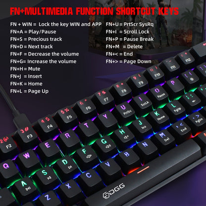 HXSJ V900 61 Keys Cool Lighting Effect Mechanical Wired Keyboard, Black Red, Black White, Black, White