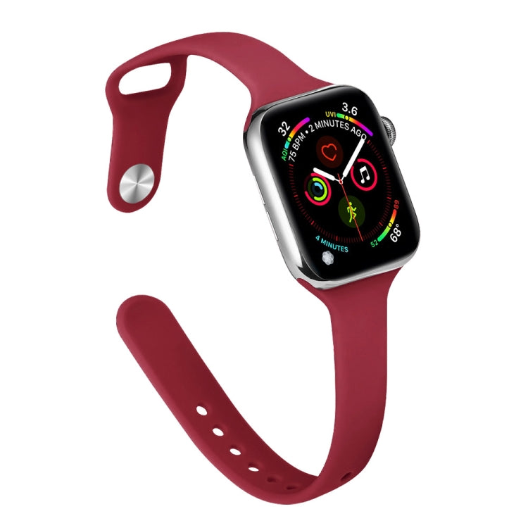 Slimming Silicone Replacement Watchband For Apple Watch Series, 7 45mm / 6&SE&5&4 44mm / 3&2&1 42mm, 7 41mm / 6&SE&5&4 40mm / 3&2&1 38mm