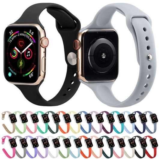 Slimming Silicone Replacement Watchband For Apple Watch Series, 7 41mm / 6&SE&5&4 40mm / 3&2&1 38mm, 7 45mm / 6&SE&5&4 44mm / 3&2&1 42mm