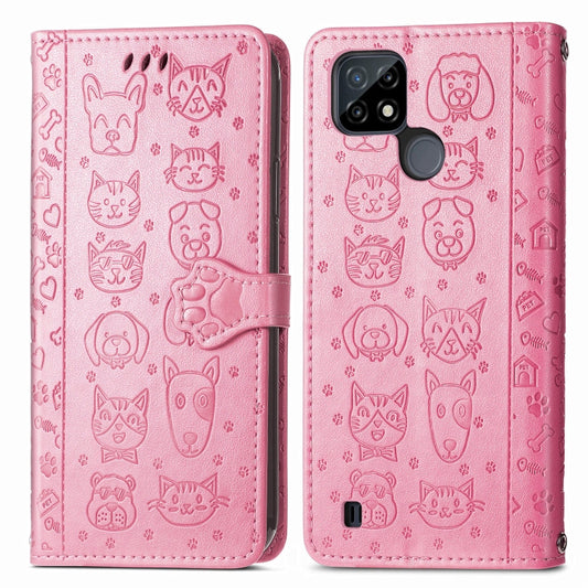 Cat and Dog Embossed Horizontal Flip Phone Leather Case with Holder & Card Slot & Wallet & Lanyard, For OPPO Realme C21Y, For Xiaomi Mi 11T / 11T Pro, For Honor Play 5T Youth, For Google Pixel 6