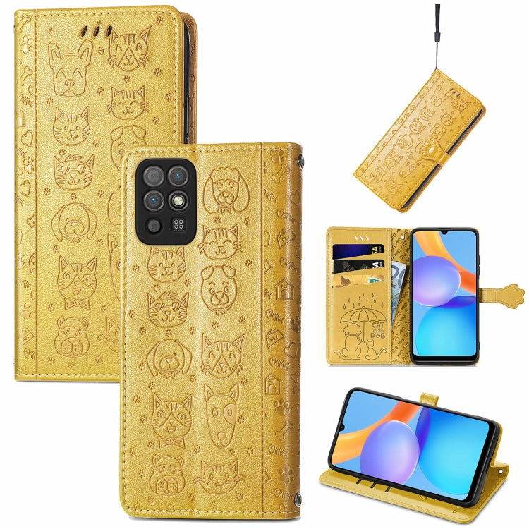 Cat and Dog Embossed Horizontal Flip Phone Leather Case with Holder & Card Slot & Wallet & Lanyard, For Doogee N40 Pro, For Infinix Zero 8, For OPPO Realme C21Y, For Vodafone Smart E11, For Wiko Power U30, For Xiaomi Mi 11T / 11T Pro                   ...