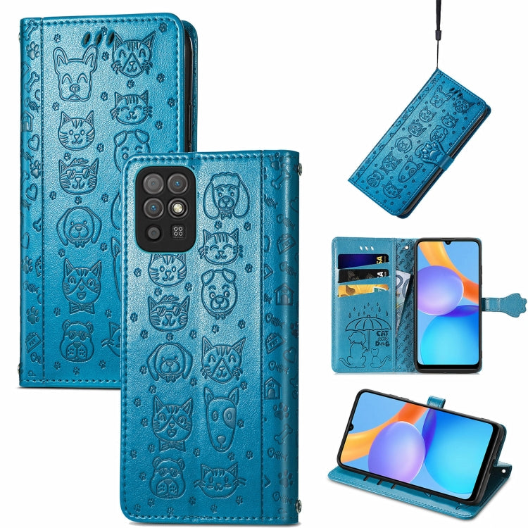 Cat and Dog Embossed Horizontal Flip Phone Leather Case with Holder & Card Slot & Wallet & Lanyard, For Doogee N40 Pro, For Infinix Zero 8, For OPPO Realme C21Y, For Vodafone Smart E11, For Wiko Power U30, For Xiaomi Mi 11T / 11T Pro                   ...