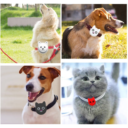 Cute Cartoon Pet Collar Anti-lost Tracker Silicone Case For AirTag, Serious Face, Naughty Smiley, Hanhan Smile, Naughty Smile