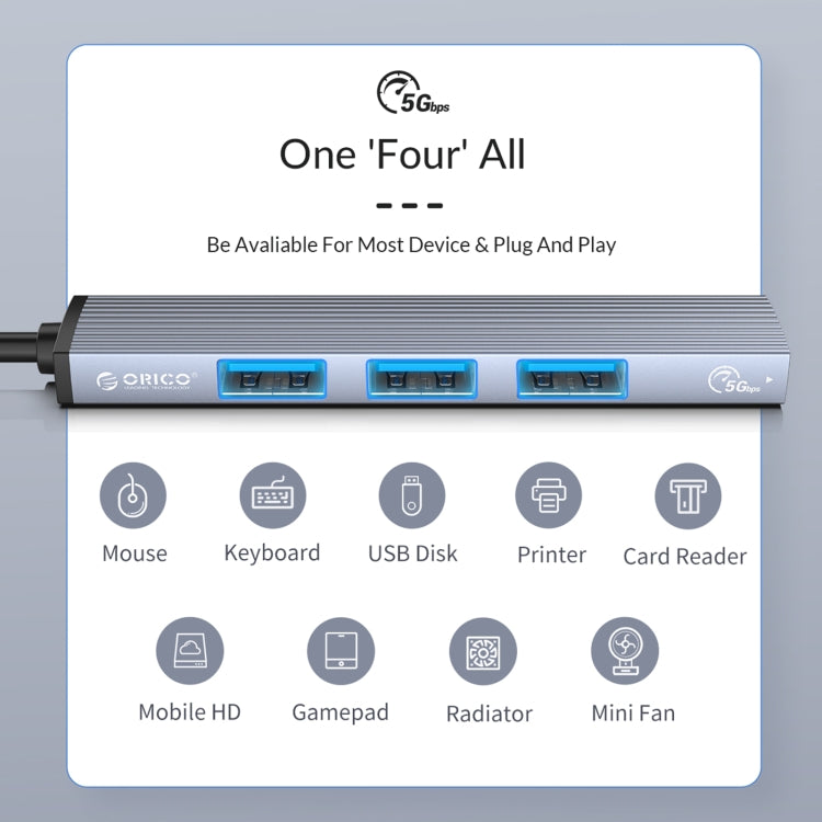 ORICO AH-12F 4 In 1 Type-C / USB-C to USB 3.0 HUB Docking Station, AH-12F