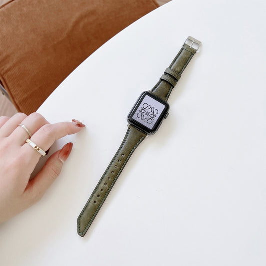 Knife Tail Shaped Cowhide Replacement Watchband For Apple Watch Series, 7 45mm / 6&SE&5&4 44mm / 3&2&1 42mm, 7 41mm / 6&SE&5&4 40mm / 3&2&1 38mm