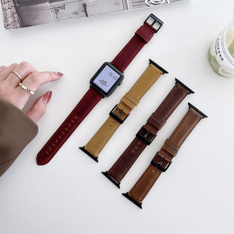 Crazy Horse Texture Matte Replacement Watchband For Apple Watch Series, 7 45mm / 6&SE&5&4 44mm / 3&2&1 42mm, 7 41mm / 6&SE&5&4 40mm / 3&2&1 38mm