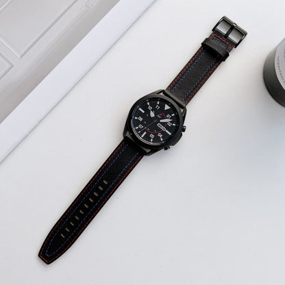 Universal Tricolor Sewing Leather Strap Watchband, 20mm, 22mm