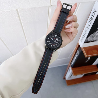 Universal Tricolor Sewing Leather Strap Watchband, 20mm, 22mm