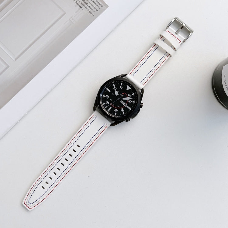 Universal Tricolor Sewing Leather Strap Watchband, 20mm, 22mm