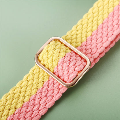 Adjustable Striped Woven Nylon Strap Watchband For Apple Watch Series, 7 41mm / 6&SE&5&4 40mm / 3&2&1 38mm, 7 45mm / 6&SE&5&4 44mm / 3&2&1 42mm
