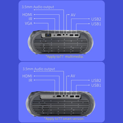 T7 1920x1080P 200 ANSI Portable Home Theater LED HD Digital Projector, Same Screen Version,, Same Screen Version, EU Plug, Same Screen Version, UK Plug, Same Screen Version, AU Plug