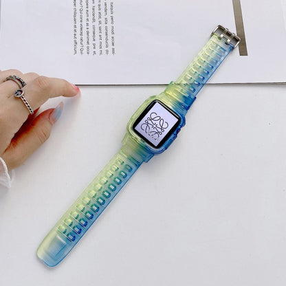 Jelly Gradient Transparent TPU Strap Watchband For Apple Watch Series, 7 41mm / 6&SE&5&4 40mm / 3&2&1 38mm, 7 45mm / 6&SE&5&4 44mm / 3&2&1 42mm