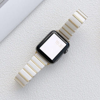 Ceramic One-bead Steel Strap Watchband For Apple Watch Series, 7 41mm / 6&SE&5&4 40mm / 3&2&1 38mm, 7 45mm / 6&SE&5&4 44mm / 3&2&1 42mm