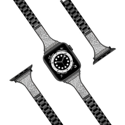 Diamond Encrusted Leather Strap Watchband For Apple Watch Series, 7 41mm / 6&SE&5&4 40mm / 3&2&1 38mm, 7 45mm / 6&SE&5&4 44mm / 3&2&1 42mm