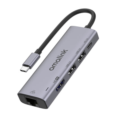 amalink 95125D Type-C / USB-C to HDMI + RJ45 + 2 Ports USB + PD 3.0 Multi-function HUB, 95125D