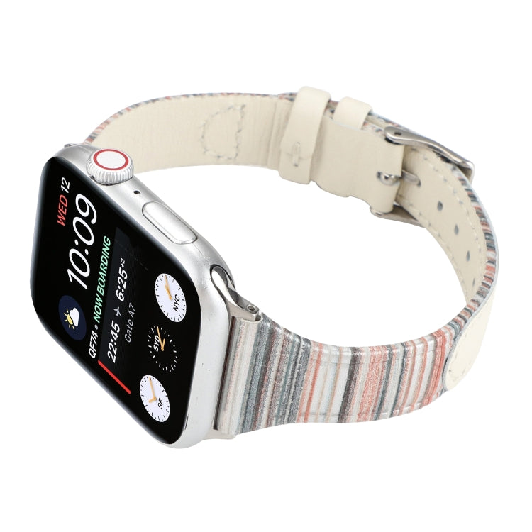 Stitching Stripes Genuine Leather Strap  Watchband, For Apple Watch Series, For Apple Watch Series 5