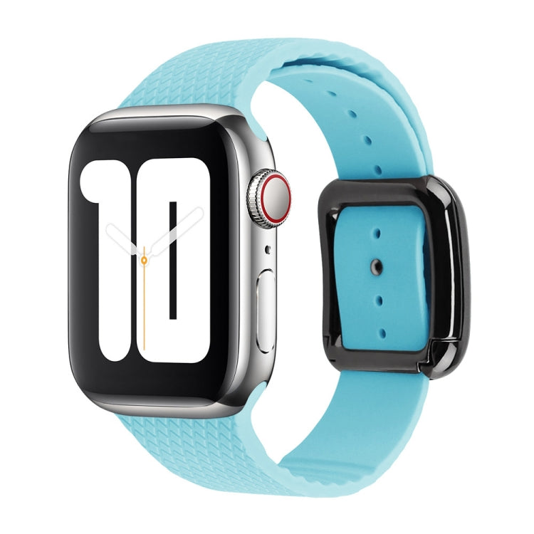 Black Buckle Silicone Watchband For Apple Watch Series, 7 41mm / 6&SE&5&4 40mm / 3&2&1 38mm, 7 45mm / 6&SE&5&4 44mm / 3&2&1 42mm