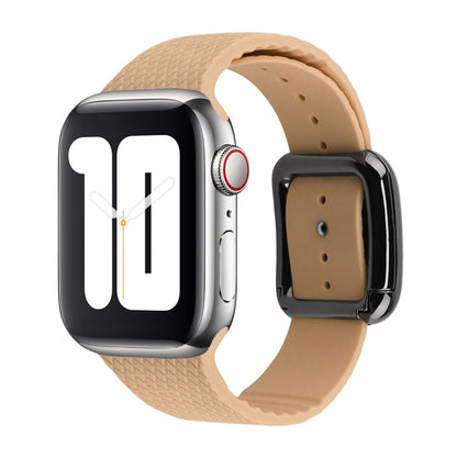 Black Buckle Silicone Watchband For Apple Watch Series, 7 41mm / 6&SE&5&4 40mm / 3&2&1 38mm, 7 45mm / 6&SE&5&4 44mm / 3&2&1 42mm