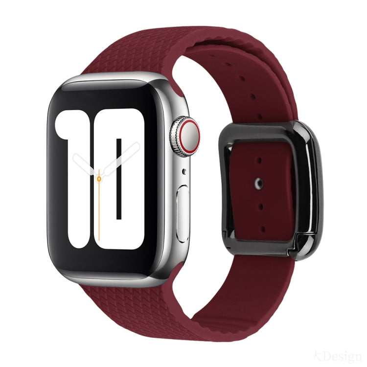 Black Buckle Silicone Watchband For Apple Watch Series, 7 41mm / 6&SE&5&4 40mm / 3&2&1 38mm, 7 45mm / 6&SE&5&4 44mm / 3&2&1 42mm