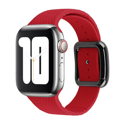 Black Buckle Silicone Watchband For Apple Watch Series, 7 41mm / 6&SE&5&4 40mm / 3&2&1 38mm, 7 45mm / 6&SE&5&4 44mm / 3&2&1 42mm
